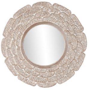 Espejo Decorativo Circular Mango Efecto Pétalo Decapé