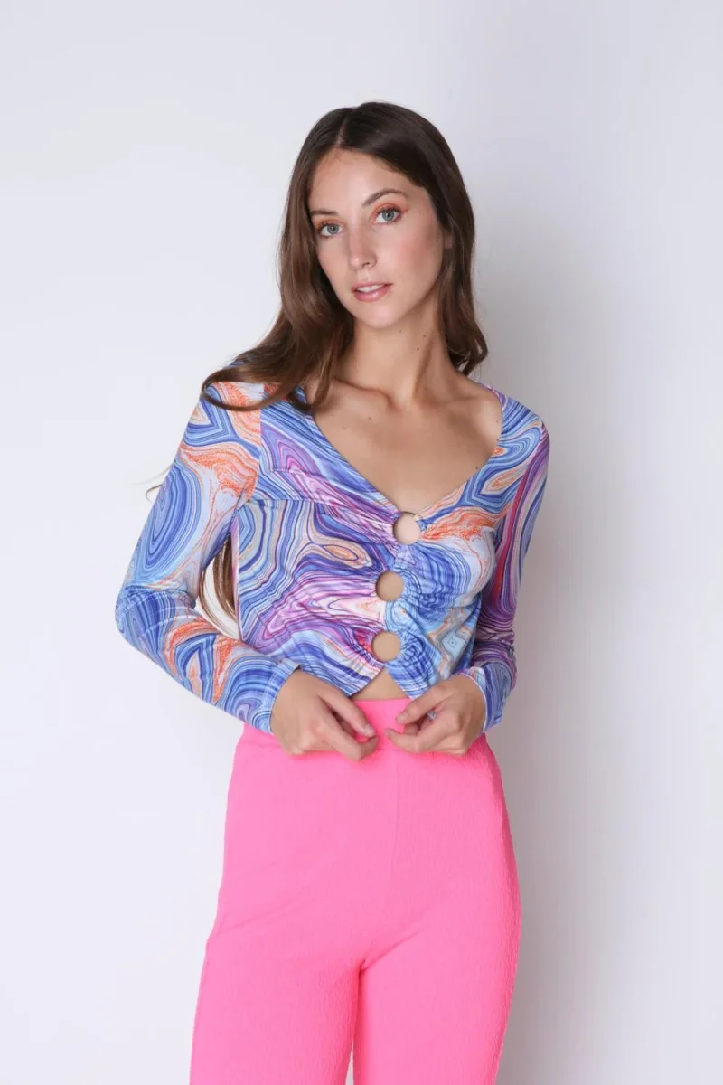 Polera Caro Azul Atrevida - Imagen 2