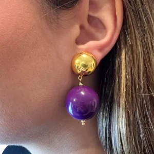 Pendientes Fabrizio Marcantelli Bola Morado Clip