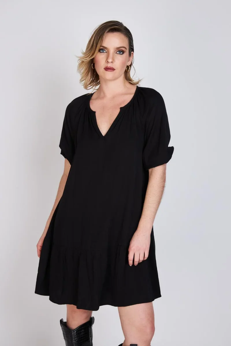 Vestido Manga Globo Mara Negro Eclipse - Imagen 2