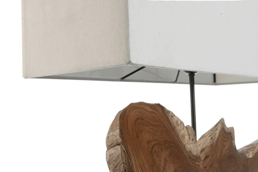 Lámpara de sobremesa orgánica en madera de teca con pantalla rectangular - Imagen 6
