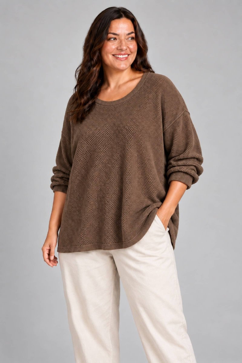 Sudadera Pique Marron - Imagen 2