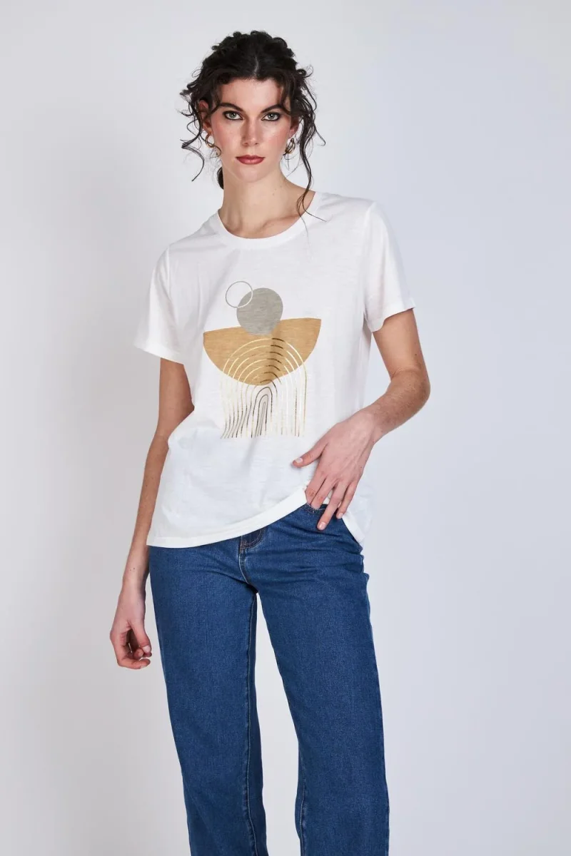 Polera Gold Foil Josefina Ecru Woman by Eclipse - Imagen 4