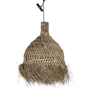 Lámpara colgante artesanal de fibras naturales con flecos