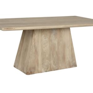 Mesa Comedor de Mango Natural Base Central Maciza