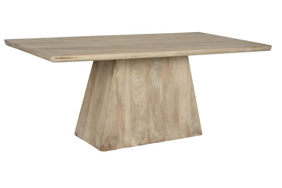 Mesa Comedor de Mango Natural Base Central Maciza