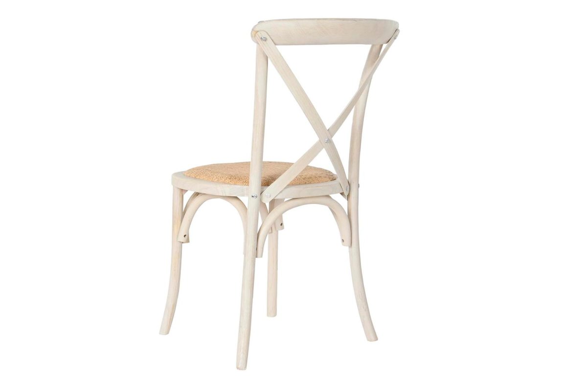 Silla madera y ratán decápe blanco (49 cm) - Imagen 6