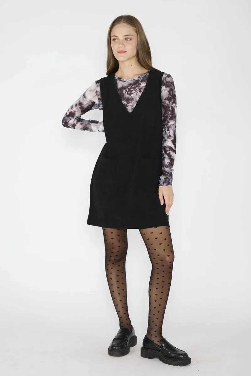 Vestido Jumper Cotelé Negro - Imagen 3