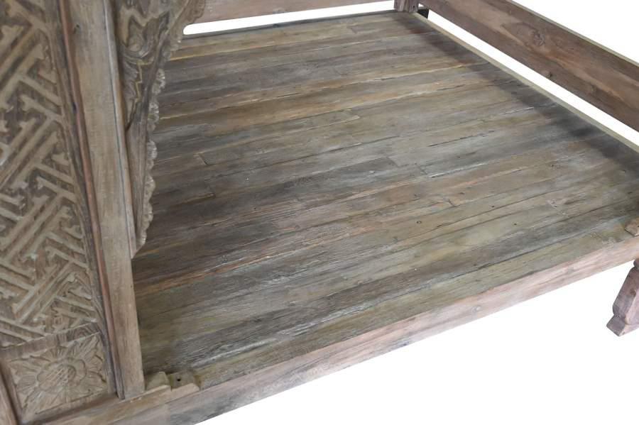 Cama Dosel Artesanal de Teca Tallada Estilo Oriental - Imagen 9