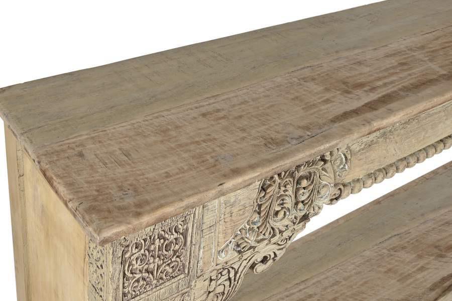 Consola Tallada en Madera Maciza Blanqueada 182 cm - Imagen 5