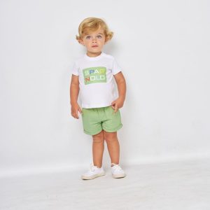 Conjunto bebé niño Spagnolo camiseta y short verde Ref 640S