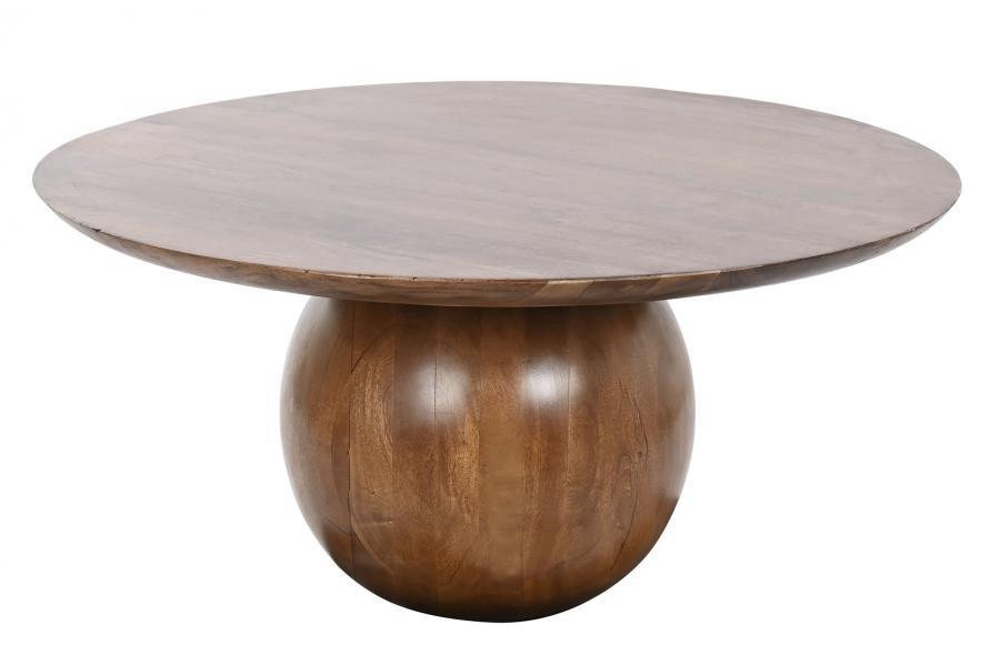 Mesa de Centro Redonda de Madera de Acacia Tono Oscuro