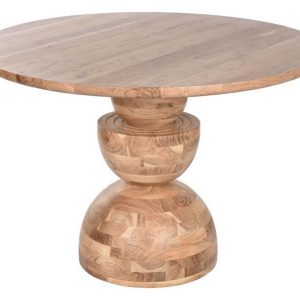 Mesa Redonda de Comedor en Madera de Acacia Maciza