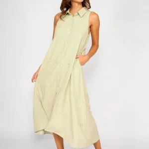 Vestido Largo Camisero Pamela Verde