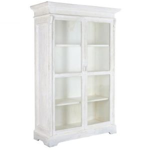 Vitrina de Mango Blanco Decapé Estilo Clásico
