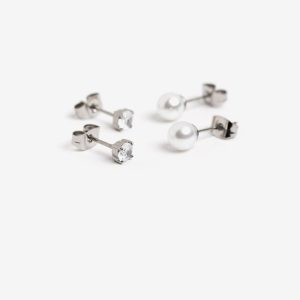 Pack pendientes perla y brillo