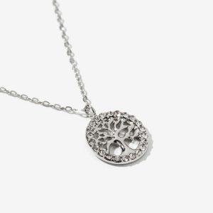 Collar árbol vida plateado