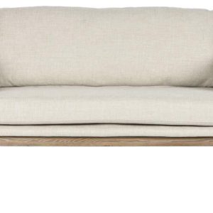 Sofá Loveseat de Madera Fresno y Tapizado Crema