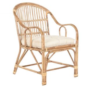 Sillón de Bambú y Ratán con Cojín Capitoné
