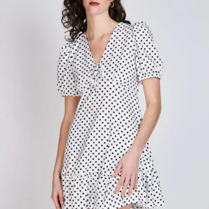 Vestido Manga Globo Claire Blanco Lunares Eclipse