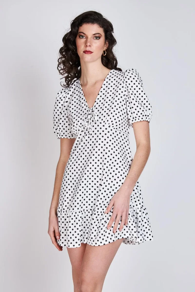 Vestido Manga Globo Claire Blanco Lunares Eclipse - Imagen 2