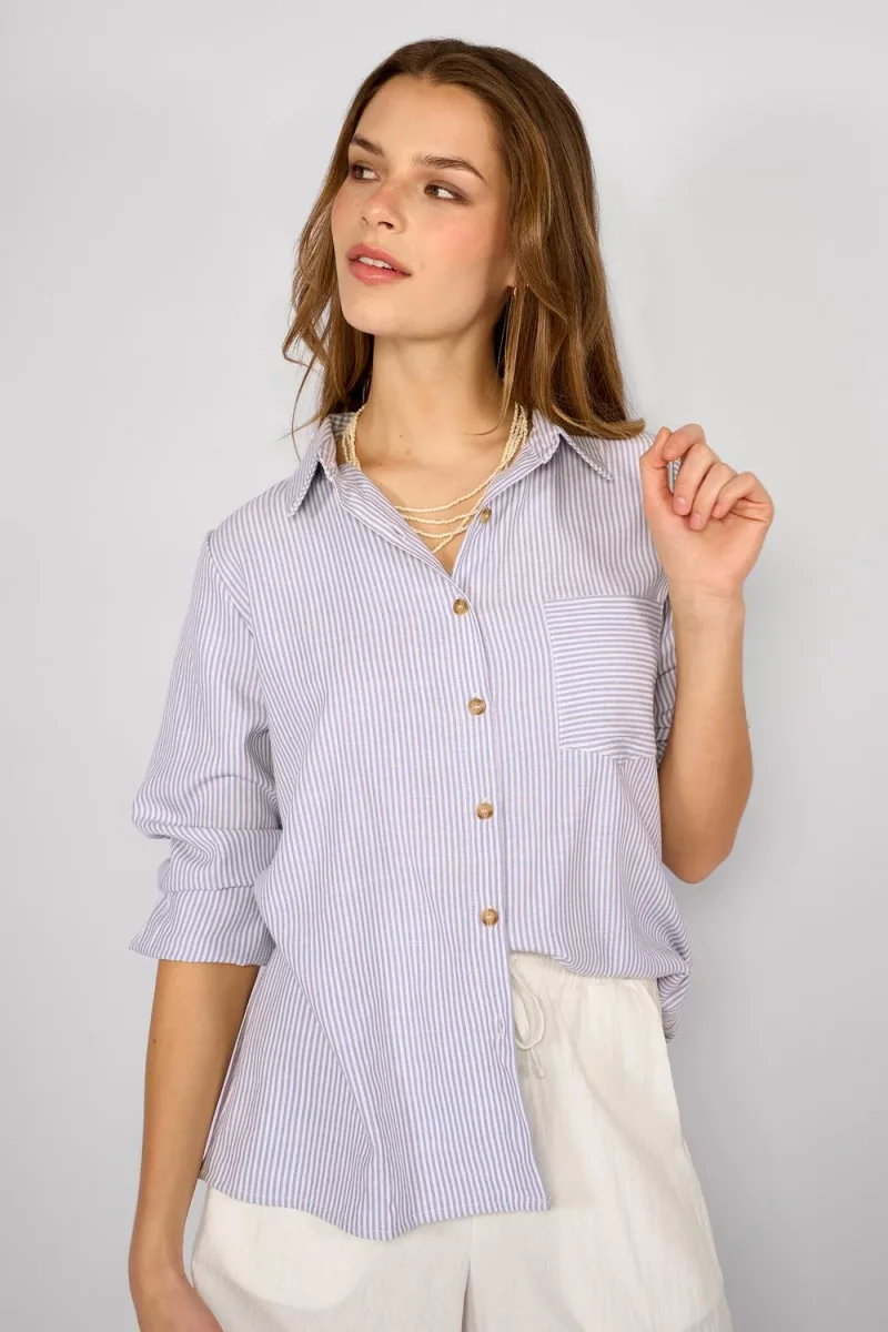 Camisa Rayas Milagros Azul
