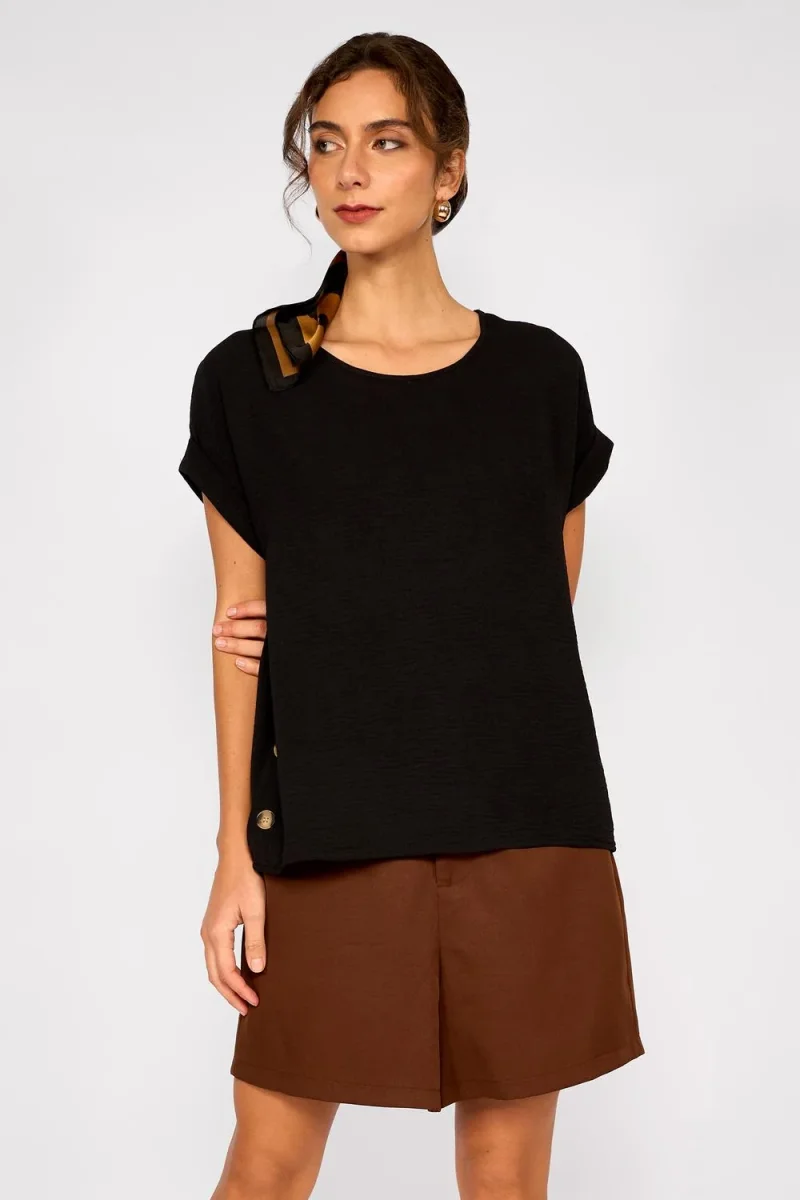 Blusa Botones Laterales Verónica Negro - Imagen 2
