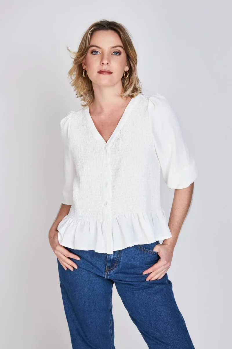 Blusa Panal de Abeja Ana Luisa Blanco Eclipse - Imagen 2