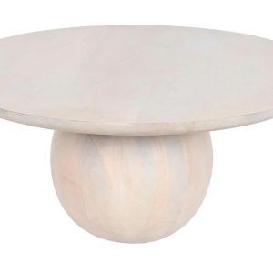 Mesa de Centro Redonda de Acacia Blanca, Colección Tromso