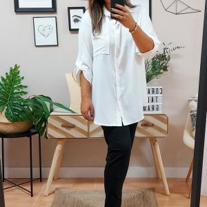 Camisa Larga Basic Blanca