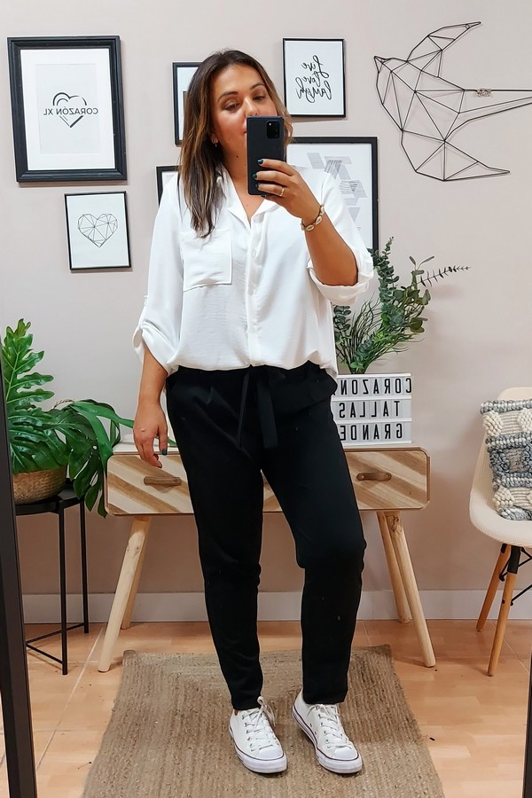 Camisa Larga Basic Blanca - Imagen 3