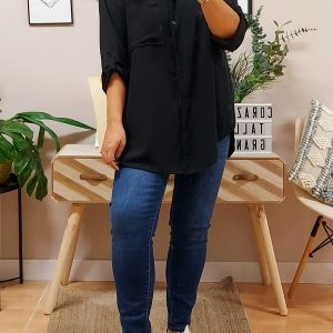 Camisa Larga Basic Negra
