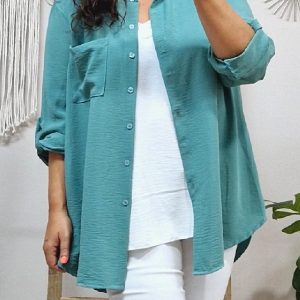 Camisa Larga Basic Menta