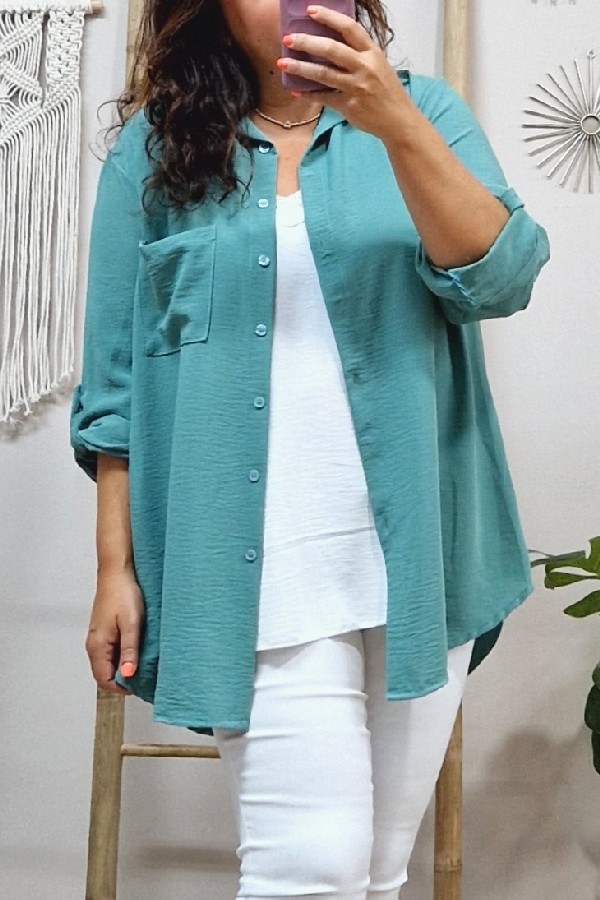 Camisa Larga Basic Menta