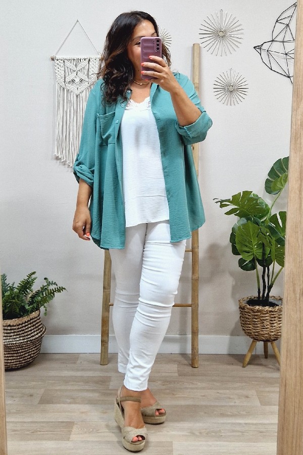 Camisa Larga Basic Menta - Imagen 4