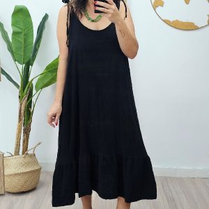 Vestido Lazada Viscosa Negro