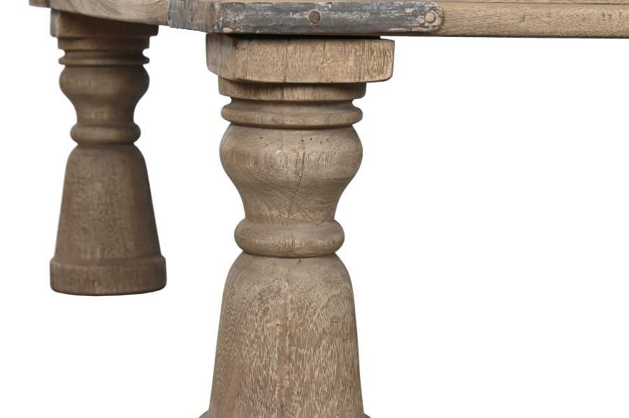 Mesa de Centro Rústica Colonial de Madera Maciza con Detalles Metálicos - Imagen 4