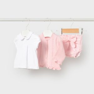Conjunto bebé niña 3 piezas rosa con chaqueta ref.1287 Mayoral