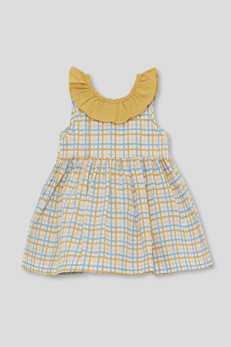 Vestido cuadros amarillo y azul Street Monkey 261054-1 - Imagen 2