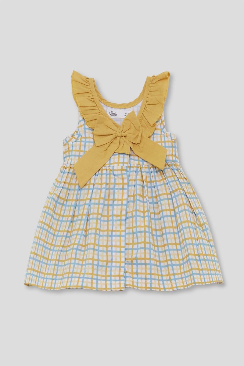Vestido cuadros amarillo y azul Street Monkey 261054-1 - Imagen 3