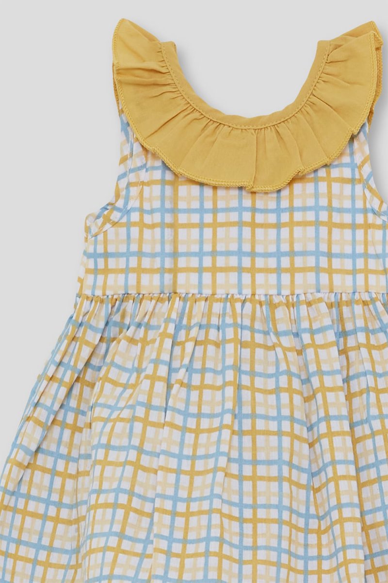 Vestido cuadros amarillo y azul Street Monkey 261054-1 - Imagen 4