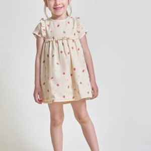 Vestido niña fresitas bordadas crudo 263000