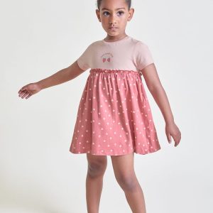 Vestido infantil rosa con estampado de flores 263004