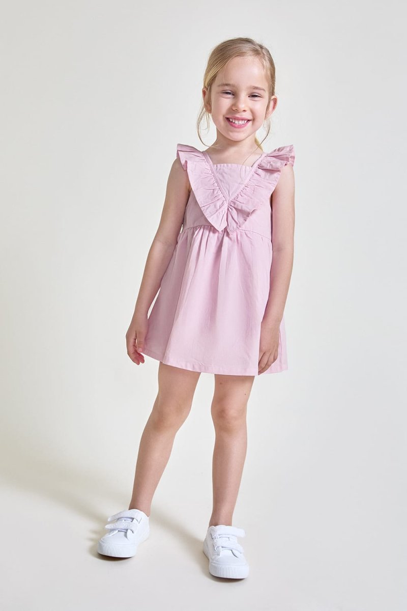 Vestido infantil rosa con volante en V Ref. 263013