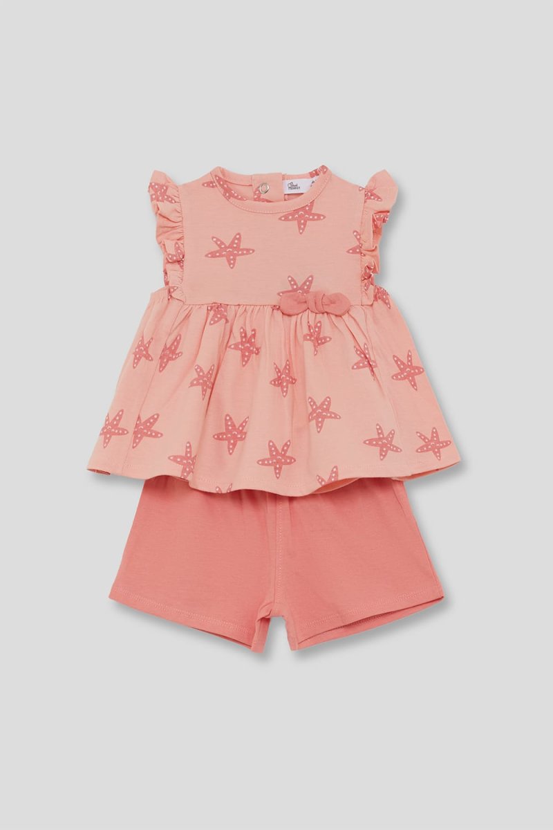 Conjunto infantil salmón con estrellas de mar y lazo 263032 - Imagen 3