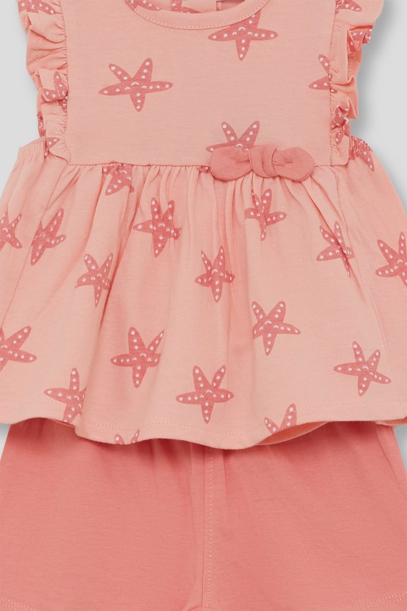 Conjunto infantil salmón con estrellas de mar y lazo 263032 - Imagen 4