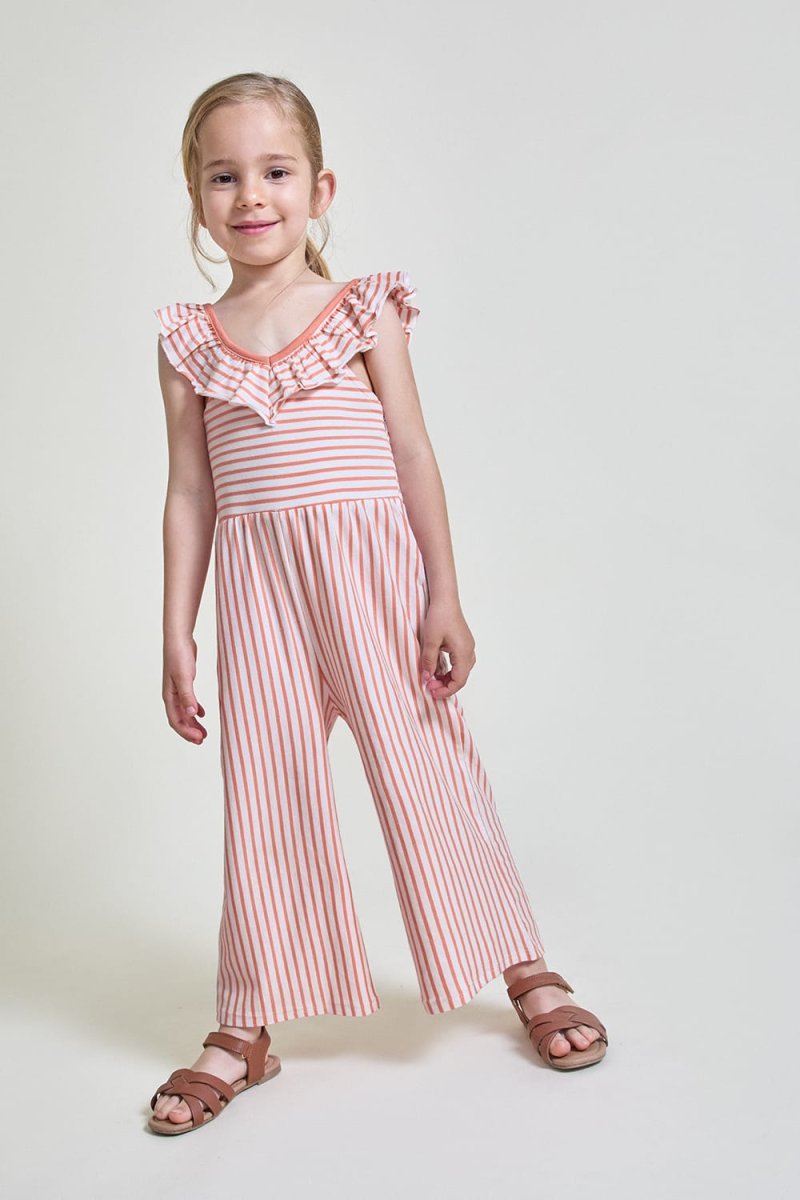 Mono infantil coral a rayas con volantes 263035 - Imagen 2