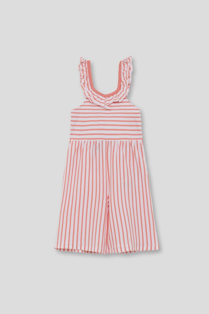 Mono infantil coral a rayas con volantes 263035 - Imagen 4