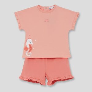Conjunto infantil niña coral  Under the Sea y short volante 263036