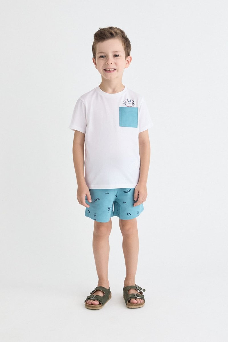 Conjunto infantil con bermuda azul estampada Ref. 264004